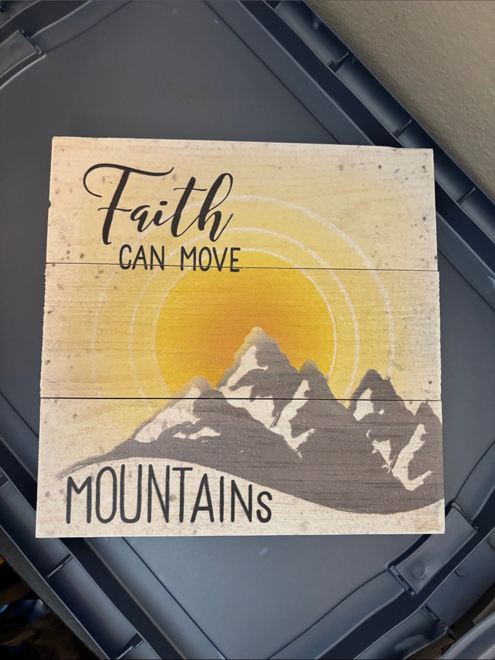 Faith Can Move Mountains Wall Art - Yellow & Gray
